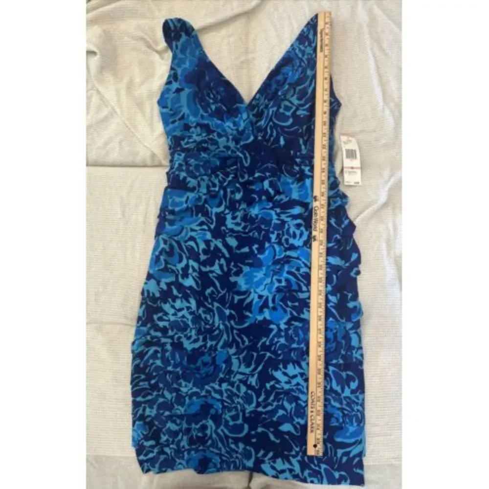 Jones New‎ York Womens Poly/spandex Printed Dress Blue Size 10